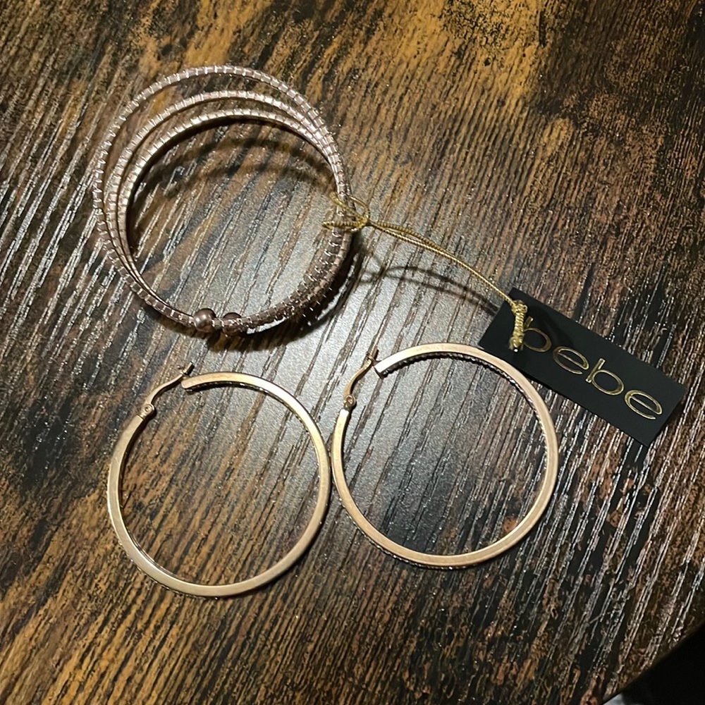 Bebe faux gold rhinestone bracelet earring bundle